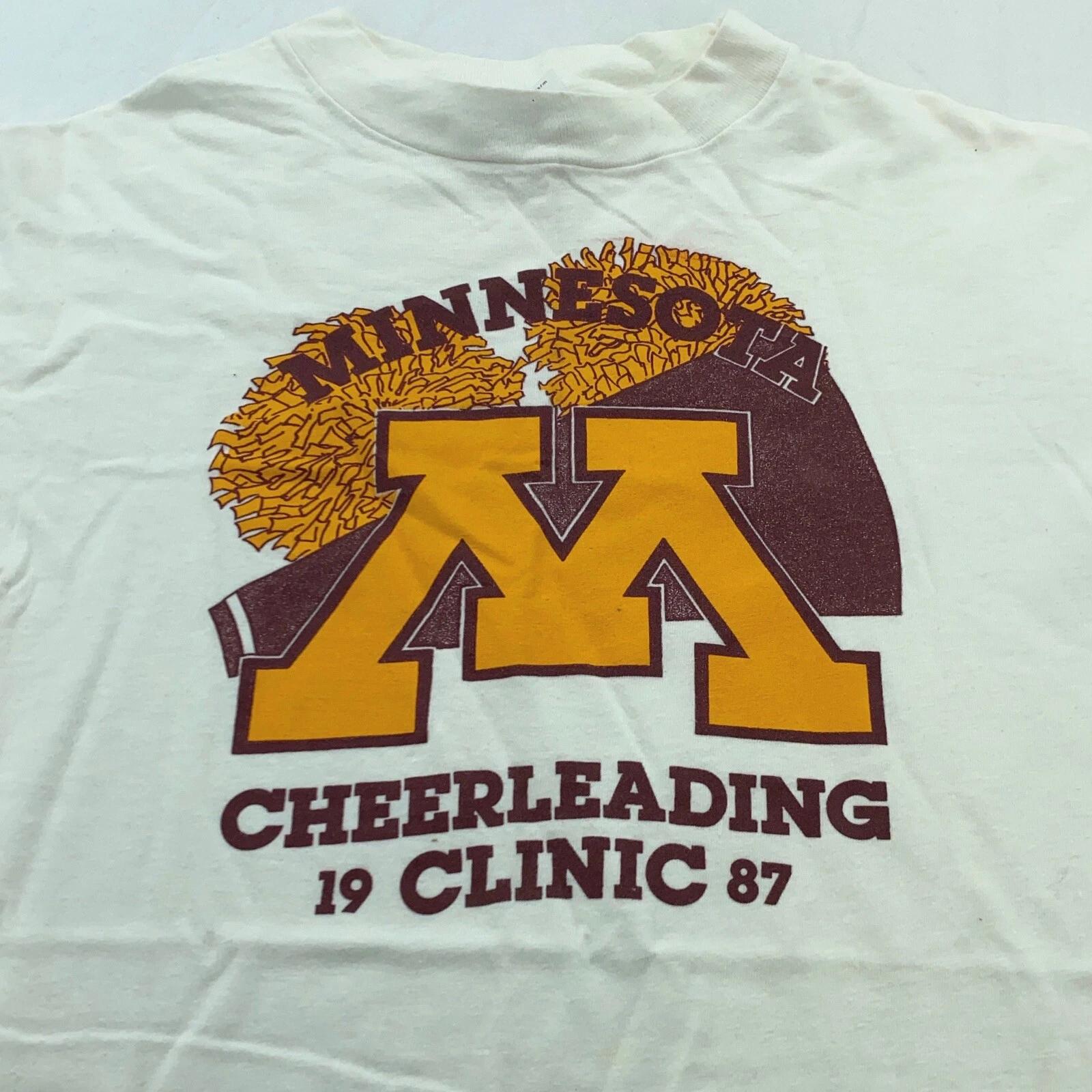 vtg 1987 UNIVERSITY OF MINNESOTA CHEERLEADING CLINIC T-Shirt SMALL gophers 80s M
