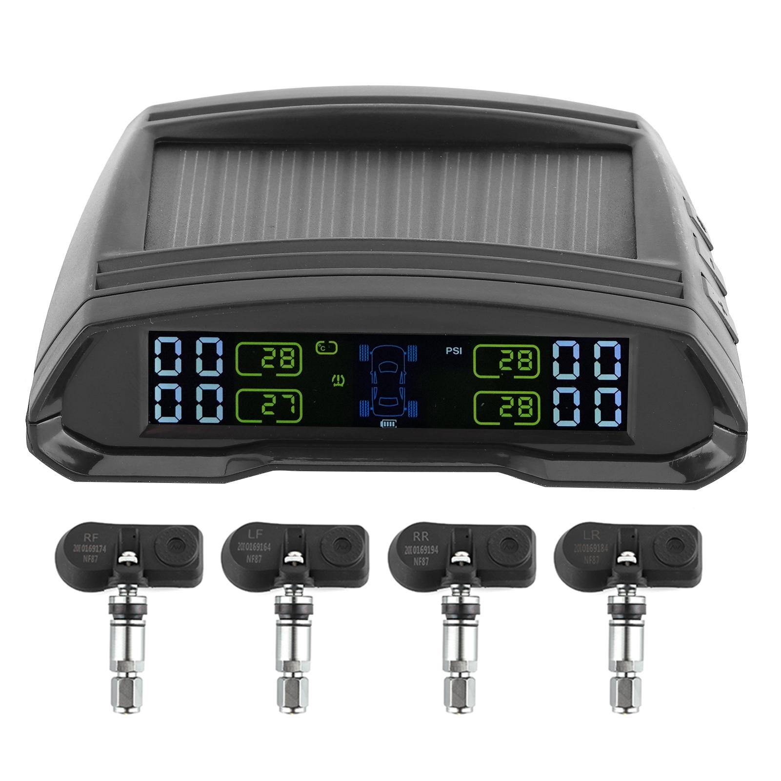 

Беспроводной монитор сигнализации давления в шинах с питанием от солнечной батареи и USB-портом, цифровой ЖК-дисплей TPMS