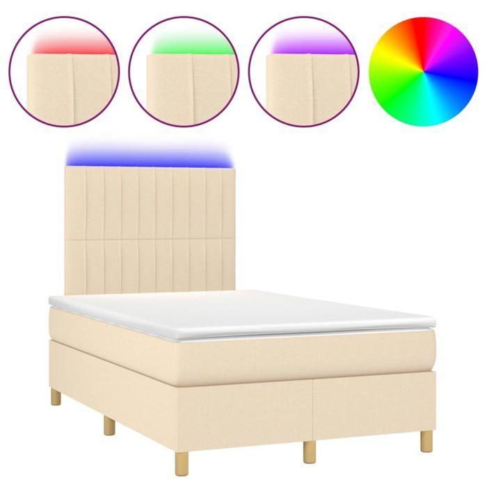 VidaXL Slat Bed Base with Mattress and LEDs, Upholstered Bed, Double Bed, Adult Bed for Interior Bedroom, 3135586