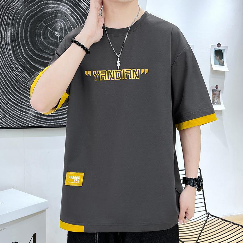 Men's Short-sleeved T-shirt Summer Casual Loose Five-point Sleeve T-shirt