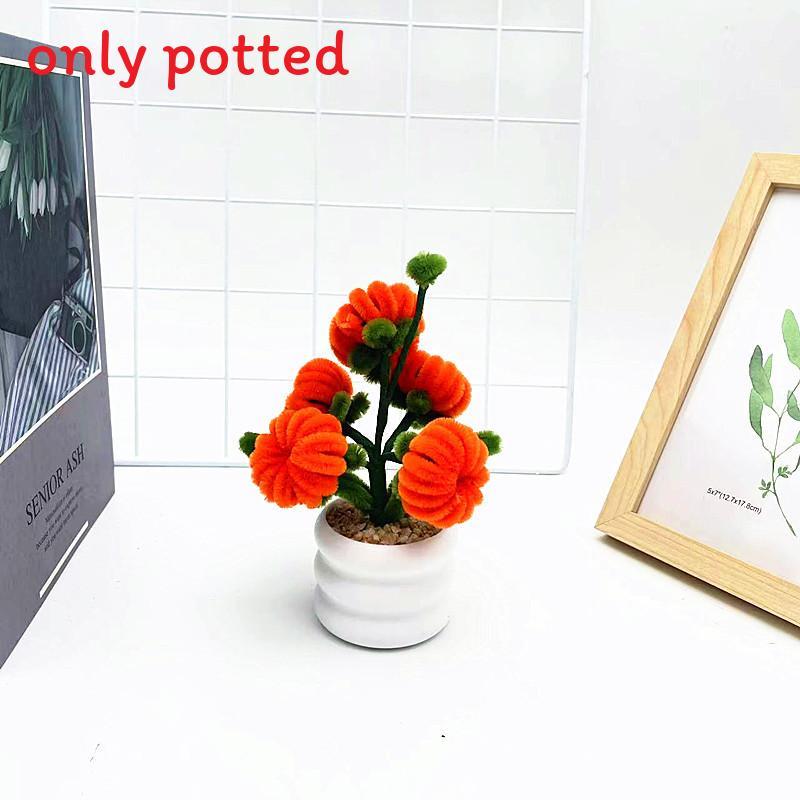 5 Pcs Pumpkin Plush Twisted Stick Potted For Living Room And Photography Props