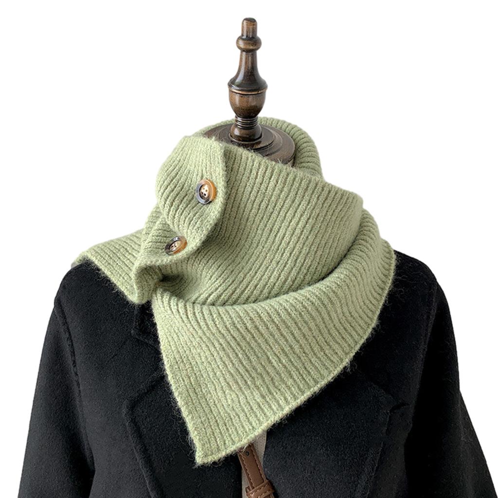 Cable Knit Wrap Button Scarf Winter Warm All-Matching Button Scarf Neck Protections Knit Neckerchief Windproof