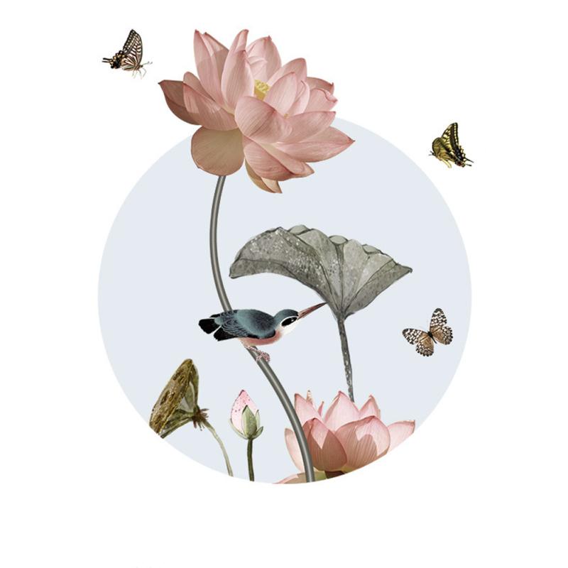 Pvc Lotus Wall  Stickers Self-adhesive Wallpaper For Bedroom Living Room Dining Room Commercial