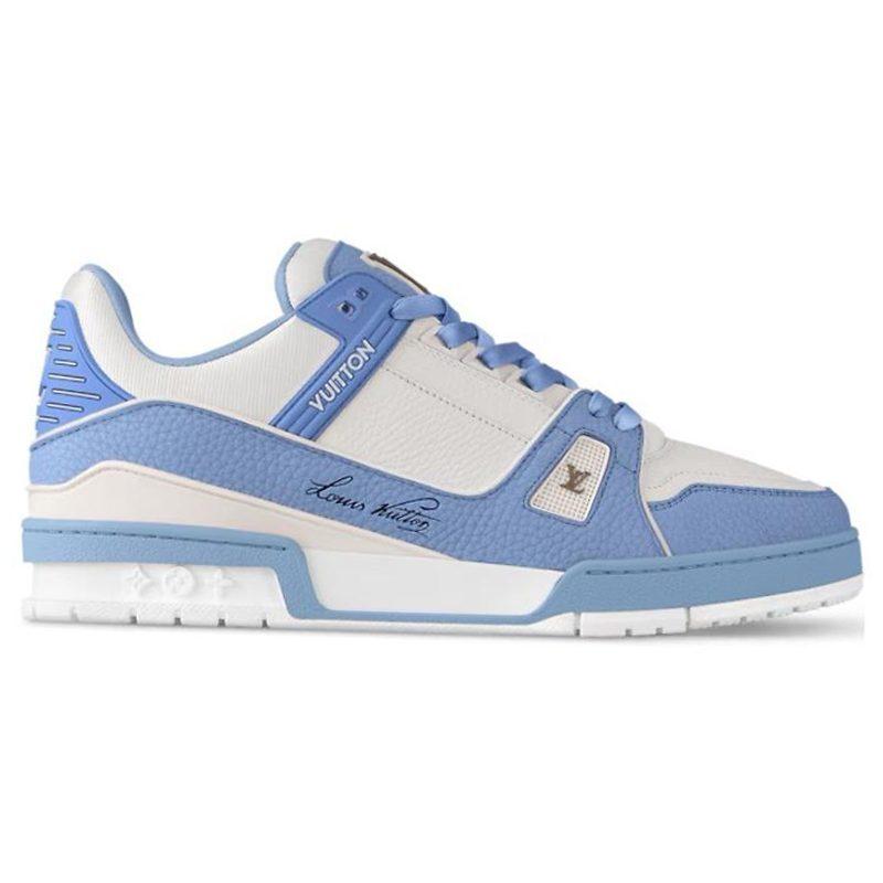 Louis Vuitton Trainer Cow Leather Low Top Skateboard Shoes Unisex Sea Blue 1AD6BI