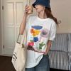 Harajuku Grafikdruck Kurzarm T-Shirts Damen Sommer reine Baumwolle Lässig Oversized T-Shirt Damen Streetwear weiß Y2k Oberteile