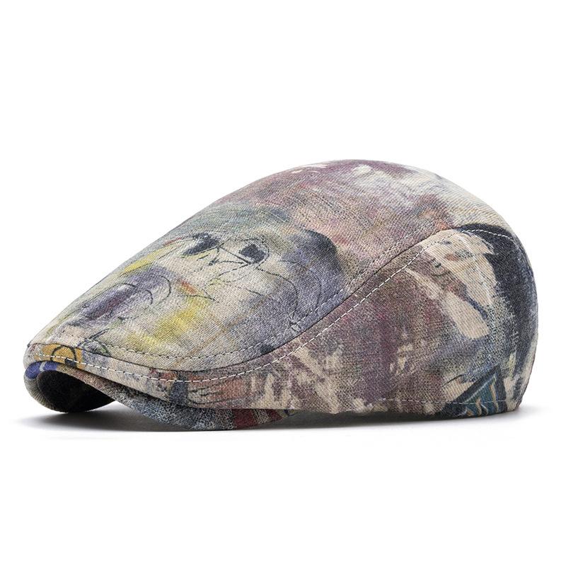 Tie-Dye Beret Women's Spring Summer Thin Cap Graffiti Forward Cap Men Newsboy Hat