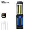 USB Rechargeable COB LED Flashlight Portable Work Light Magnetic Hook Torch Camping Lamp with Built-in Battery Car Repair Lamp