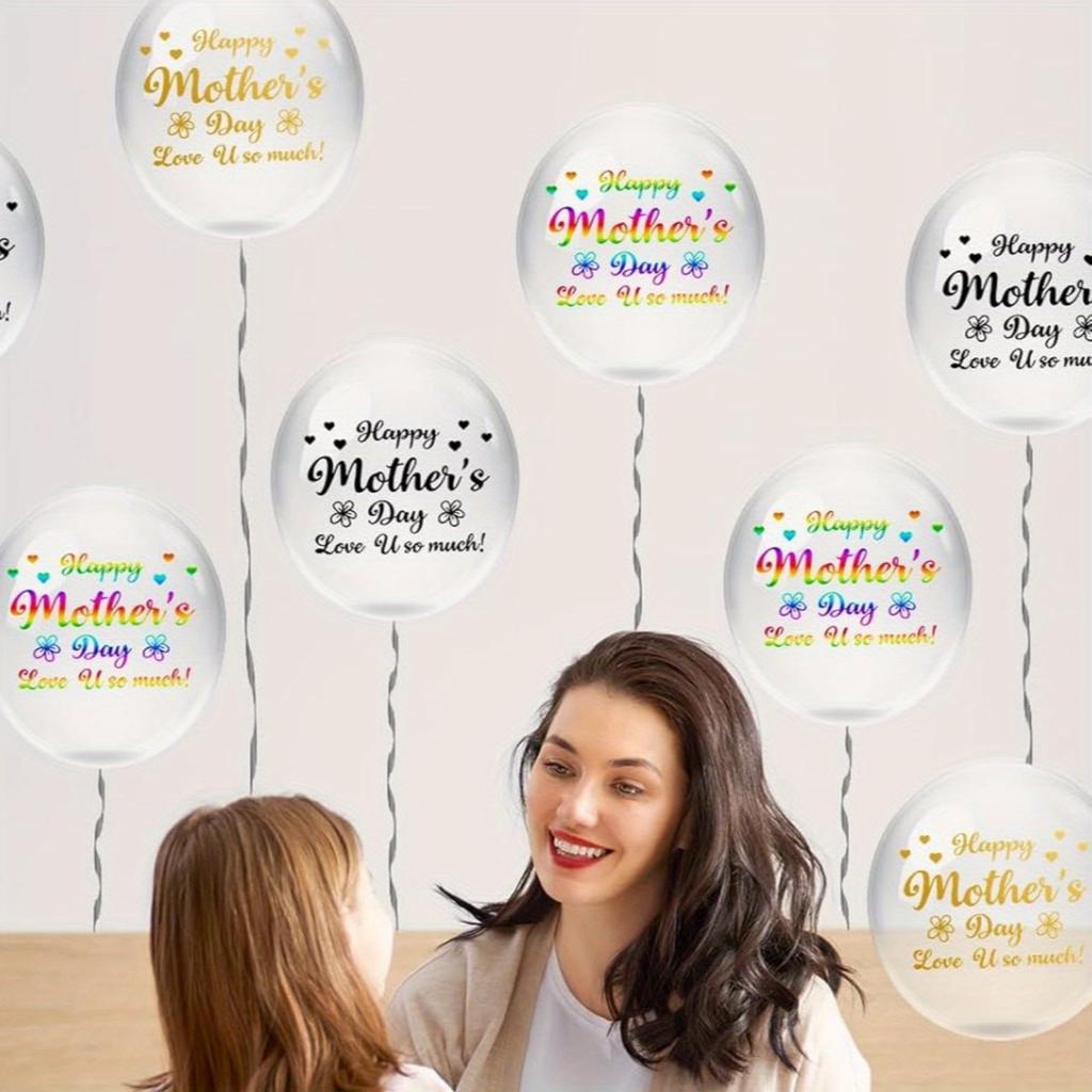 5pcs Mother's Day decorations Happy father Balloon Stickers Gold Black DIY ballons stickers Mother Birthday Party Decoration