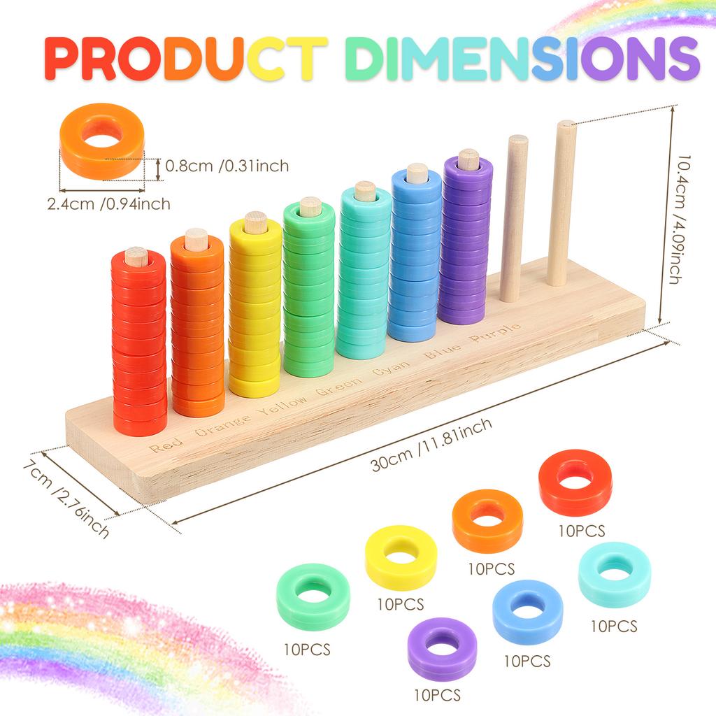 1Set Sorting Stacking Toy Wooden Sorting and Stacking Toy Educational Color Matching Stacking Puzzle Game for Toddlers Boys Girl