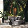 Enchanted Forest Door Tapestry Hobbit Hole Nature Landscape Wall Hanging Fantasy Decor Living Room Art Print