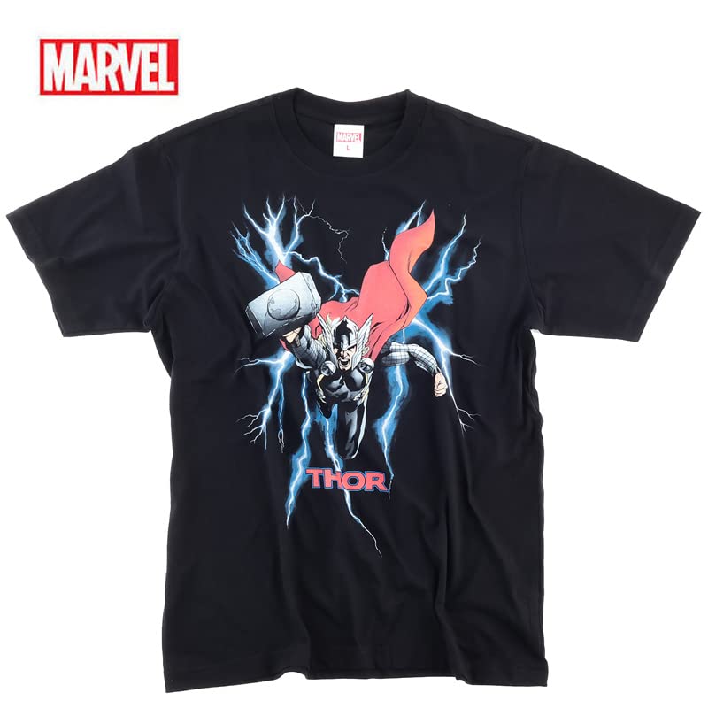 EVERSOUL Marvel T-Shirt, Short Sleeve, Thor, Avengers, Venom, Mighty Thor, American Comic Book Merchandise, Gift, Men's, Black, Size M [Parallel Impor