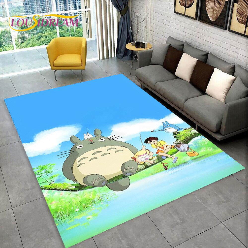 Cartoon My Neighbor T-Totoro Anime Area Rug,Carpet Rug for Living Room Bedroom Sofa Doormat Decoration,Kid Non-slip Floor Mat 3D