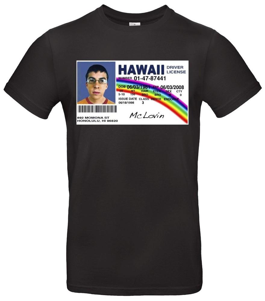 McLovin TShirt Hawaii Fake ID Cult Shirt Movie Gift Cotton Unisex T-Shirt XXXL