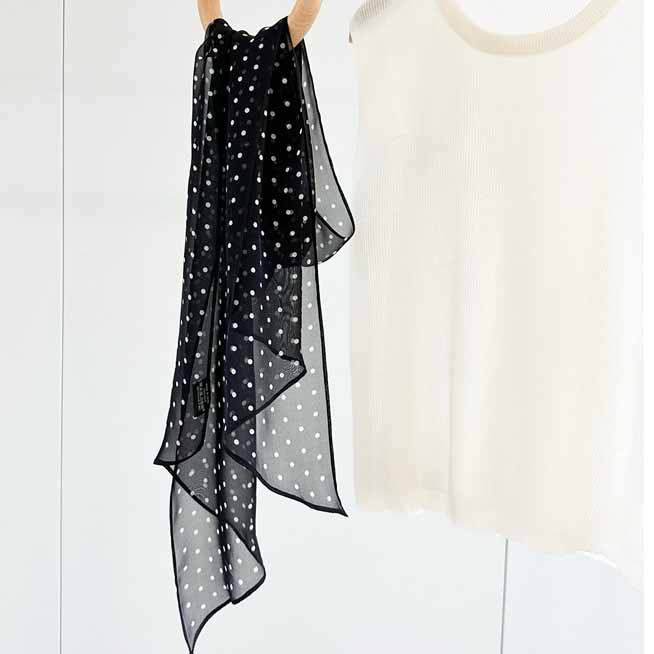 160*30cm Summer Retro Polka Dot Long Silk Scarf – Oversized Oblong Shawl Lightweight Wrap for Women