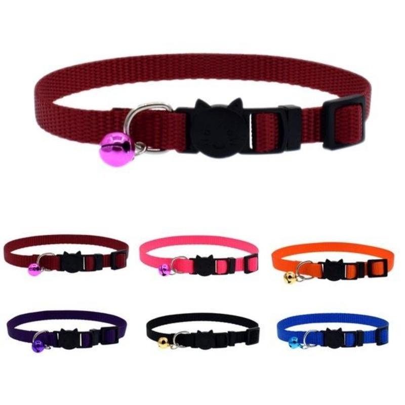 Katzenhalsband mit Glöckchen Sicherheitsverschluss Kätzchen Kleine Hunde Katzen Verstellbare Nylonhalsbänder Haustierbedarf.
