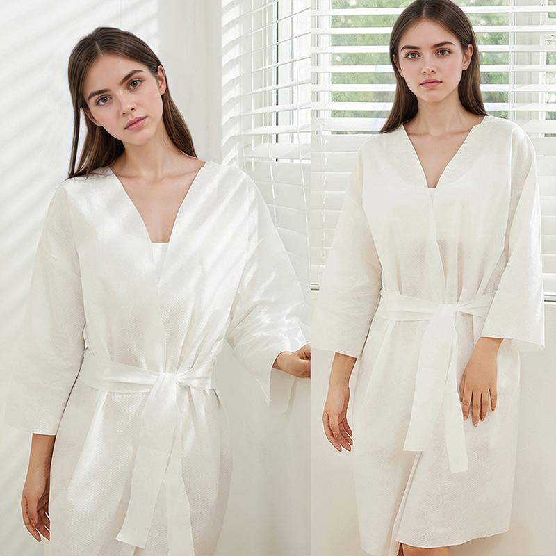 1 ks K pokožce šetrný měkký jednorázový župan cestovní bez parfemace domácí ne dusný koupací centra bílý pohodlná délka 100 cm