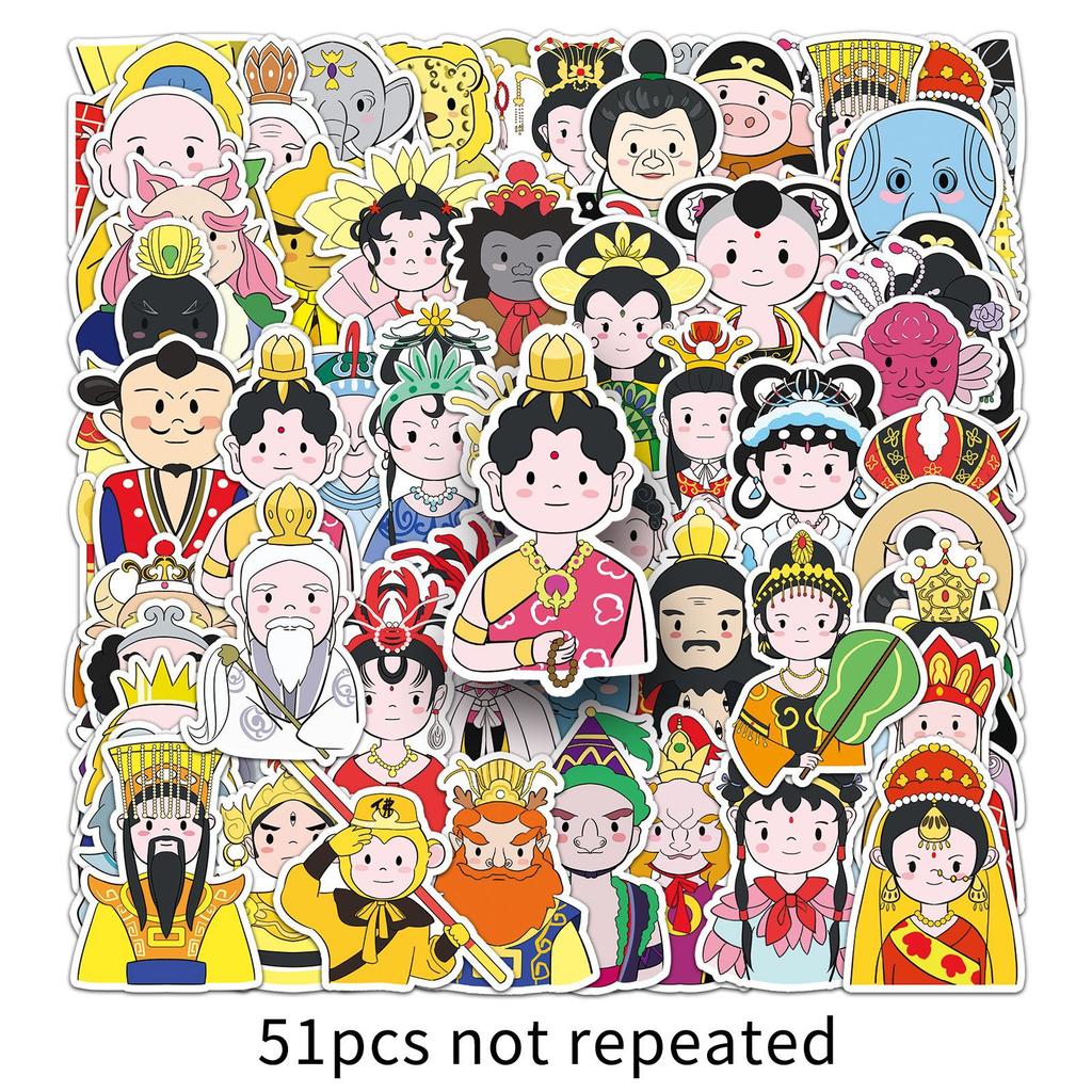 51 Journey To The West Doodle Stickers Personalized Cartoon Hand-painted Characters Decorative Mobile Phone Case Water Cup Creative Stickers