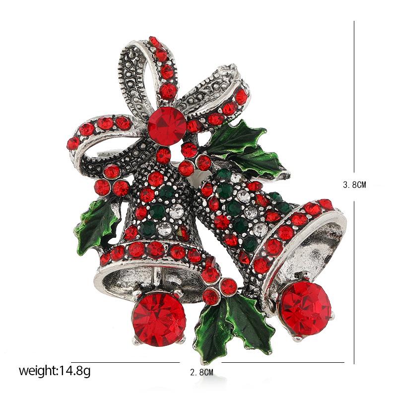 Vintage Christmas Bell Brooch with Bow - Festive Gift Pin Corsage