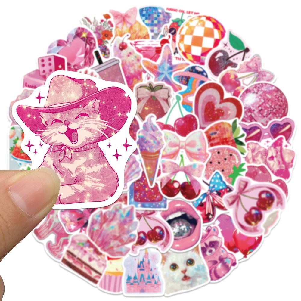 10/30/50pcs Pink INS Style Aesthetic Cartoon Stickers Kawaii Girl Kid Decoration Decals DIY Notebook Phone Suitcase Cute Sticker