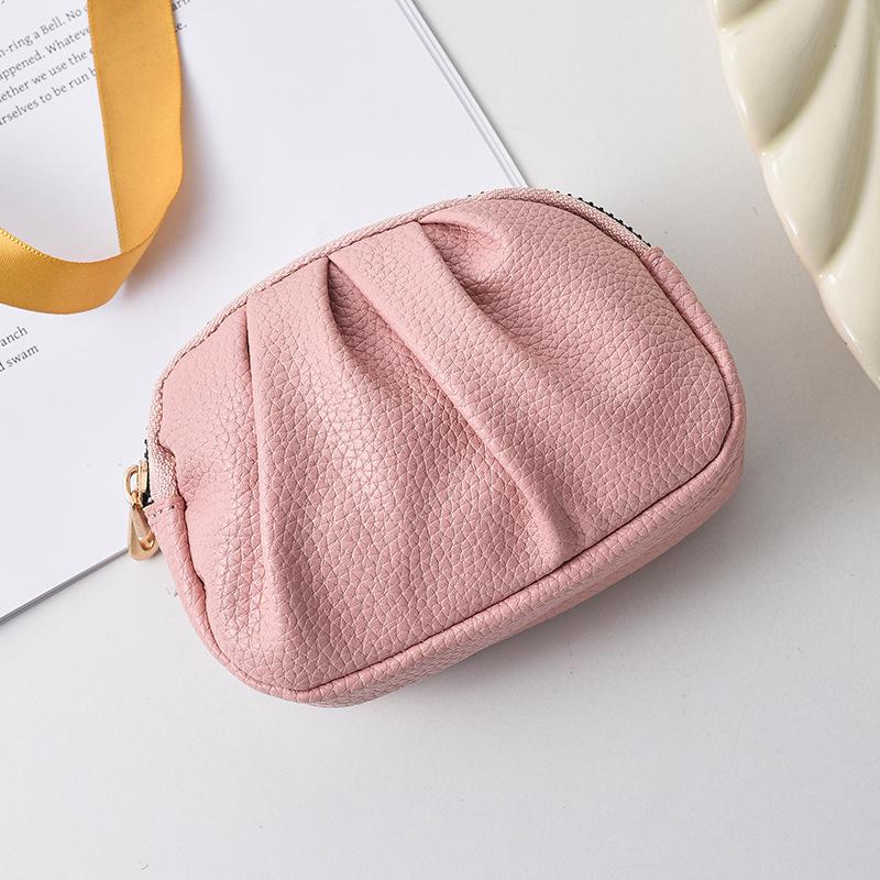Women's Genuine Leather Pleated Wallet - Double Zipper, Multi-functional Coin Purse