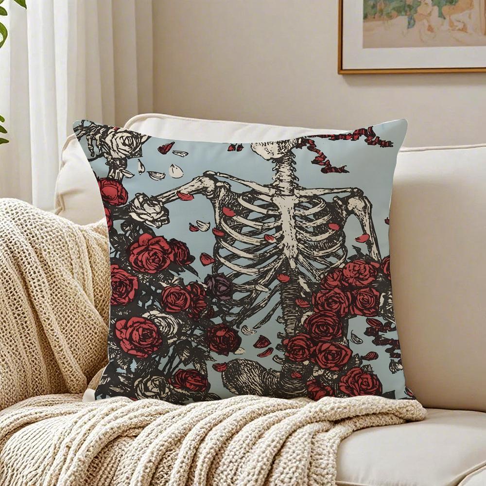 GGrateful Dead Cushion Cover Linen Pillowcase Soft for Sofa Bed Home Room Decor