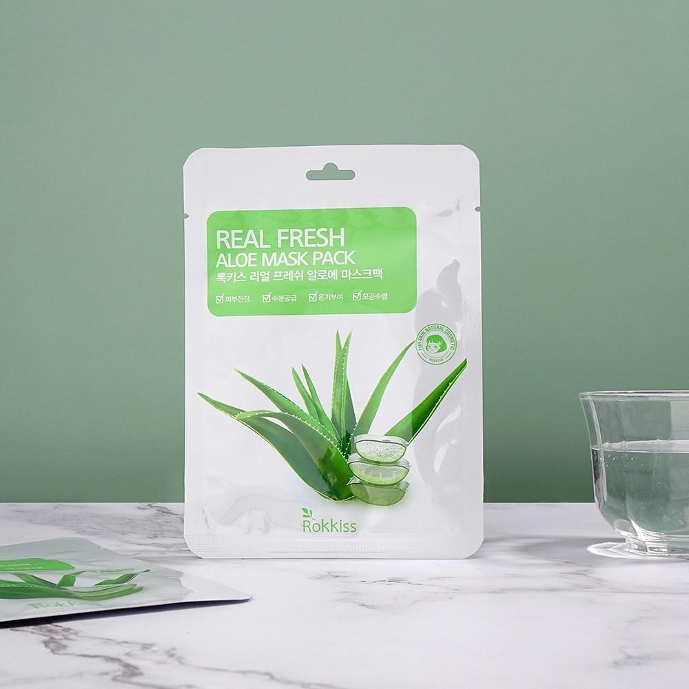 Rockies Real Fresh Mask Pack Woda Lodowcowa 10szt + Kolagen 10szt + Drzewo Herbaciane 10szt + Aloes 10szt + Zielona Herbata 10szt Zestaw, 1 zestaw