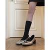 Sheepskin~ French single shoes women's thick heels are beautiful and not tired of high heels ballet shoes retro bow Mary Jane shoes