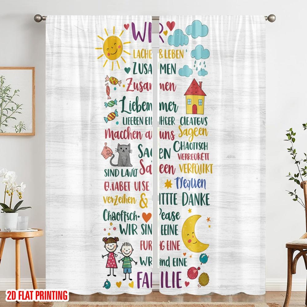 2pcs 2D Flat Printing Drapes We Laugh Live Together Polyester Without Electricity Birthday Party Use for Decorations
