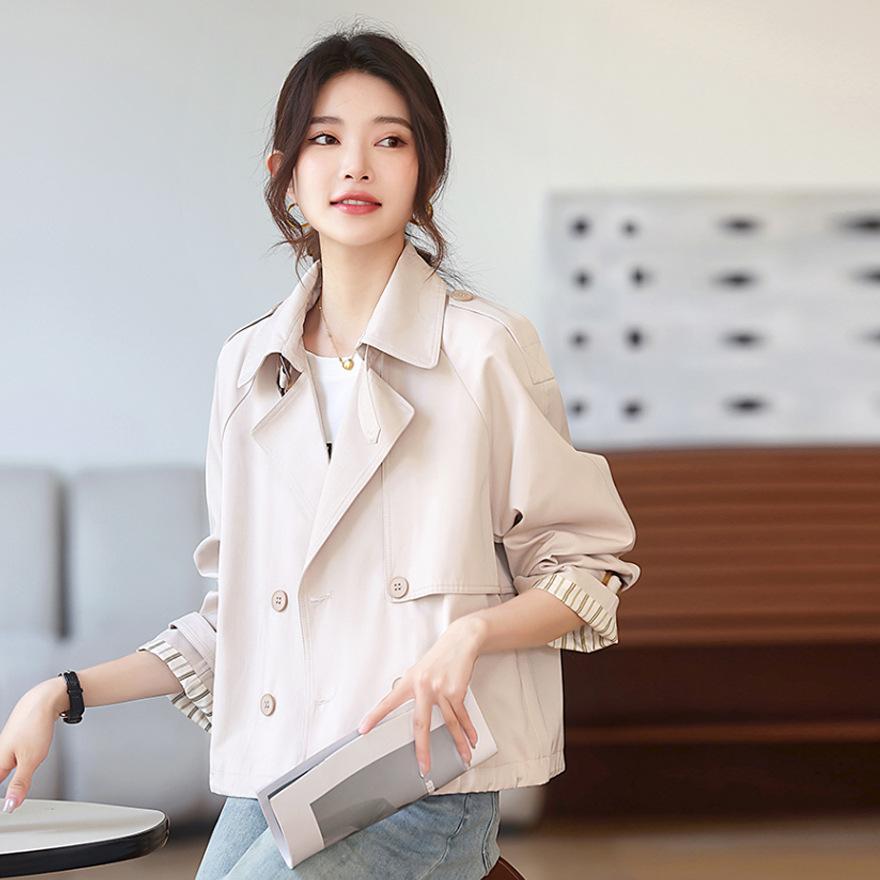 Short Trench Coat Women's Spring and Autumn New Small British Temperament Casual Khaki Jacket Top