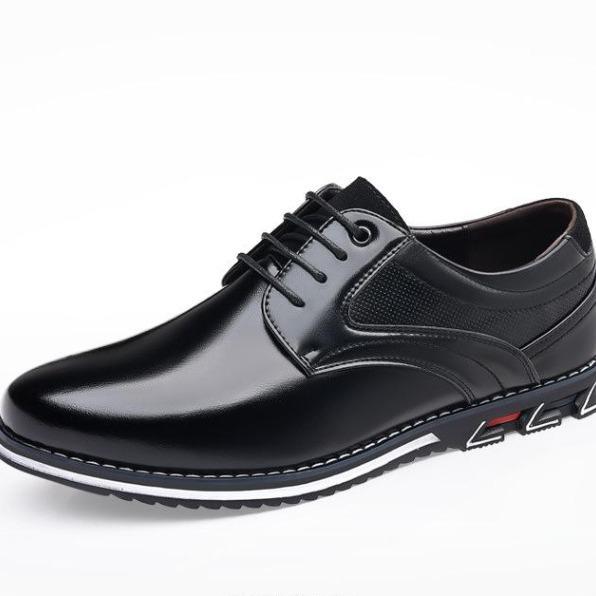 2025 Men's Plus Size Lightweight Leather Lace-up Casual Shoes - Fashionable All-Season Style