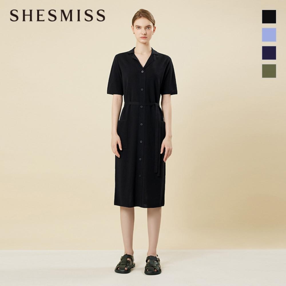 

She S miSS Open Collar Knit dreSS SSkopn22010 Blue/55