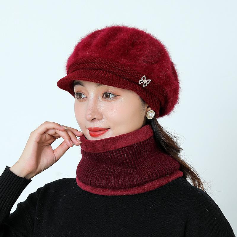 Autumn and Winter New Knitted Hat Middle-aged and Elderly Duck Tongue Hat Outdoor Warm Beret