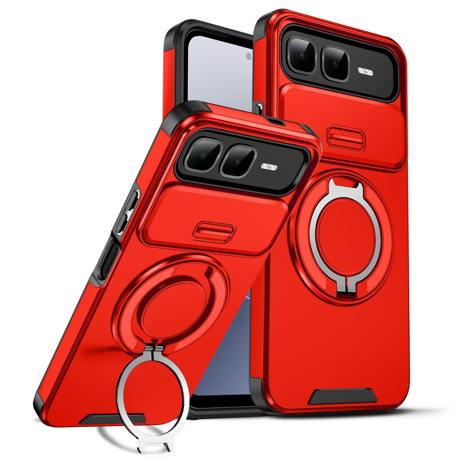 

Магнитная подставка-кольцо Чехол для телефона Для Infinix Smart 10 Plus Защита объектива камеры-слайдера TPU рамка Жесткая пластиковая задняя крышка Fundas Smart 10 Plus 4G красный