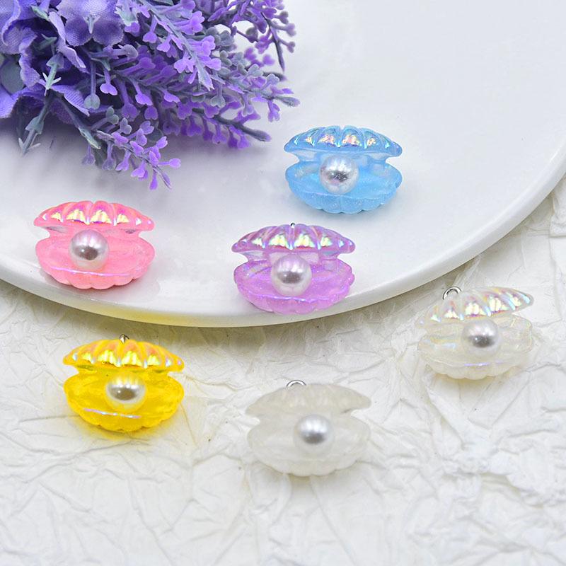 AB Color Iridescent Pearl Shell Keychain Pendant for DIY Jewelry