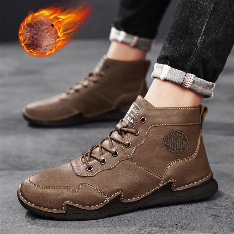 High-top Handmade Large Size Casual Shoes Men's Pigskin Retro Casual Shoes Large Size Casual Shoes Lightweight Ankle Boots