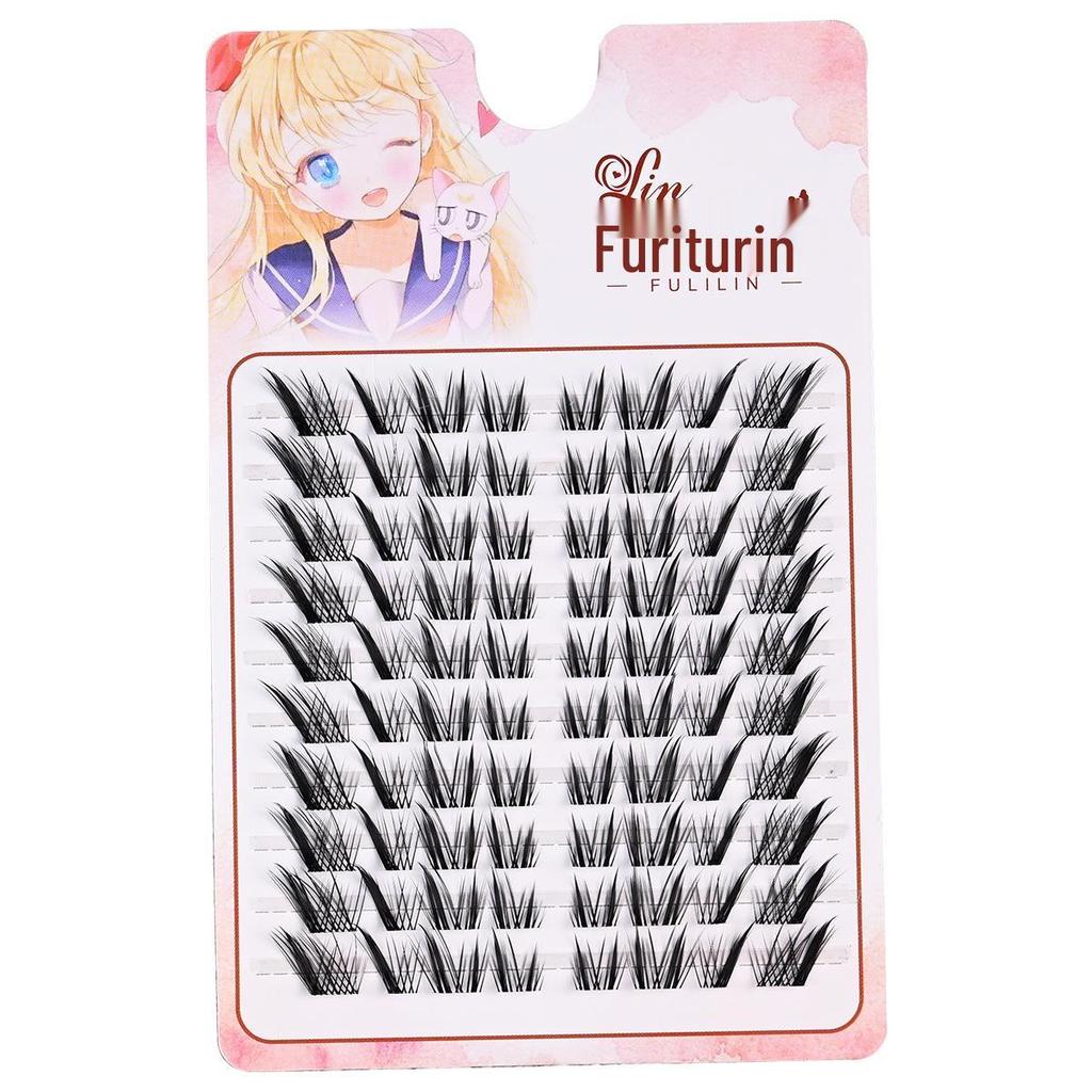 Fuli Lin Hybrid Faux Lashes: Cat, Rabbit, Fox Dual Cluster, Natural Look, Upper Eyelashes
