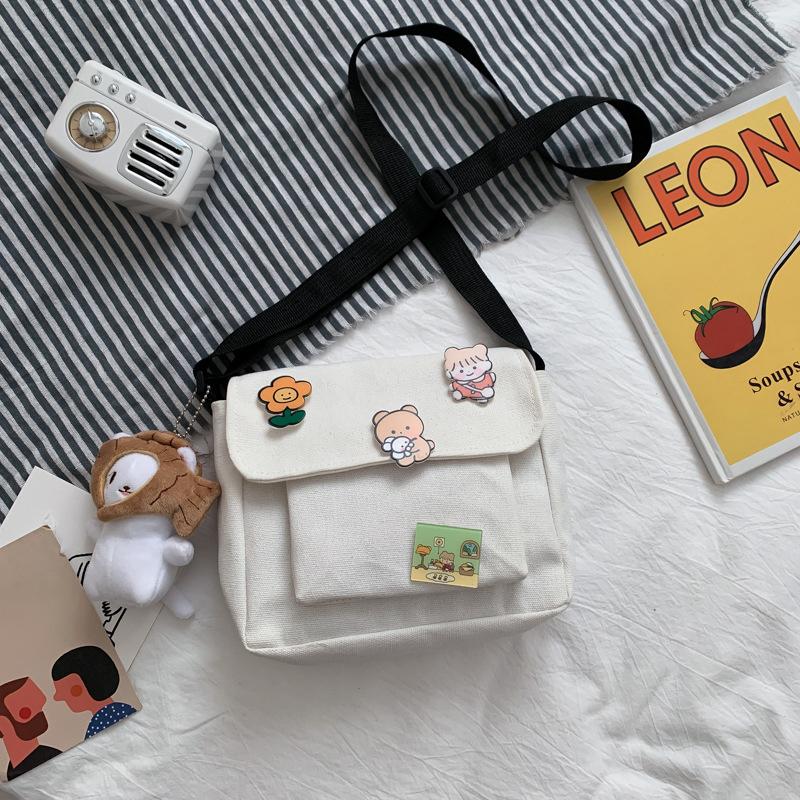 Süße kleine Canvas-Tasche für Damen im japanischen Harajuku-Stil, schräge Tasche, vielseitige Schultaschen für Mädchen, Taschen für Damen