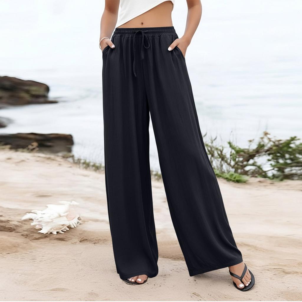 Damen Palazzo-Hose, Sommer, lässig, fließend, weites Bein, Strand, Reisen, Urlaub, Outfits