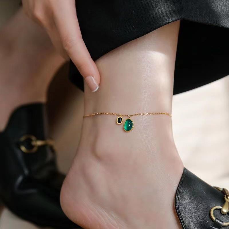 Tide Double-Layer Heart Anklet: 18K Gold-Plated Titanium Steel, Non-fading Fashion Light Luxury for Women