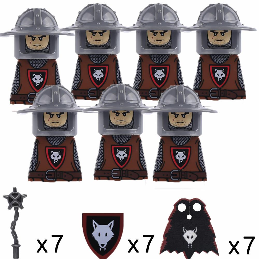 Wolf Knight Warrior Building Blocks – Medieval Castle Horse Soldier Toy with Sword, Axe, Bow, Shield & Cloak for Boys