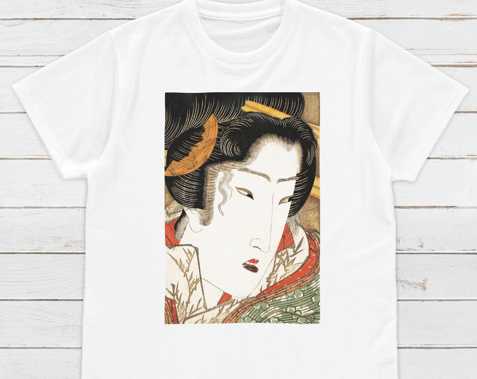 Ukiyo-e Geisha T-Shirt: Keisai Eisen Woodblock Art, Japanese Graphic Tee M