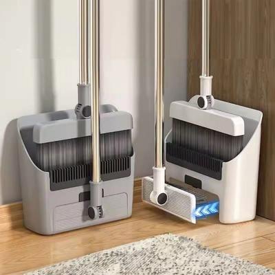 3-in-1 Folding Broom Set Long Handle Rotatable Head Dustpan Combination Multi-Surface Cleaning Vertical Storage