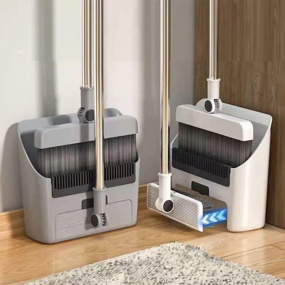 3-in-1 Folding Broom Set Multi-Surface Cleaning Rotatable Head Broom Dustpan Set Long Handle Comb Tooth Dustpan Combination