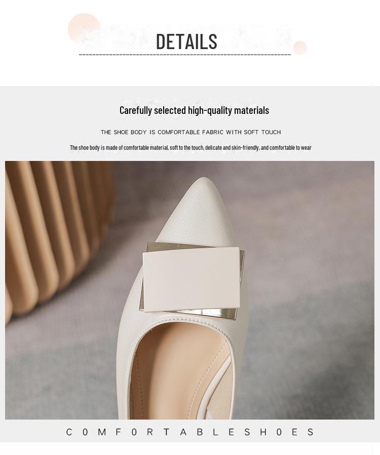 Women's Soft Leather Pointed Toe Mid-Heel Buckle Shoes for Spring/Autumn