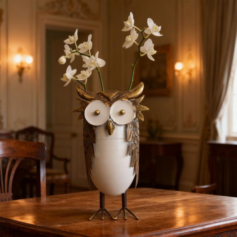 Lightweight Iron Owl Planter Flower Pot Easy to Move for Indoor or Outdoor Garden Decoration Multipurpose Planting Option