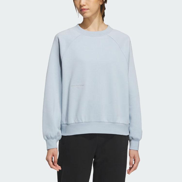 Adidas Small Logo Fleece Crew Sweatshirt Women Sweatshirt Light-Blue IX6791