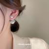 Double-Sided Silver Needle Pearl & Diamond Stud Earrings - Korean Cold Style for Women