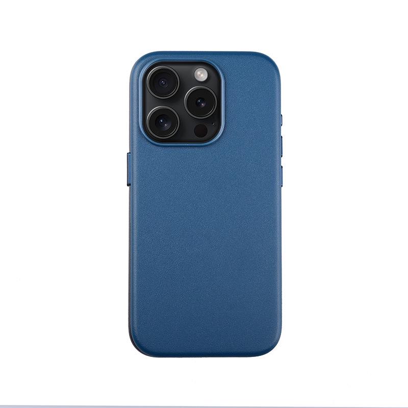 

Apple iPhone 15 Pro MagSafe Napa Leather Case: Magnetic Plain Grain Cover iPhone 15 Pro Max (Magnetic + Animation) океан синий
