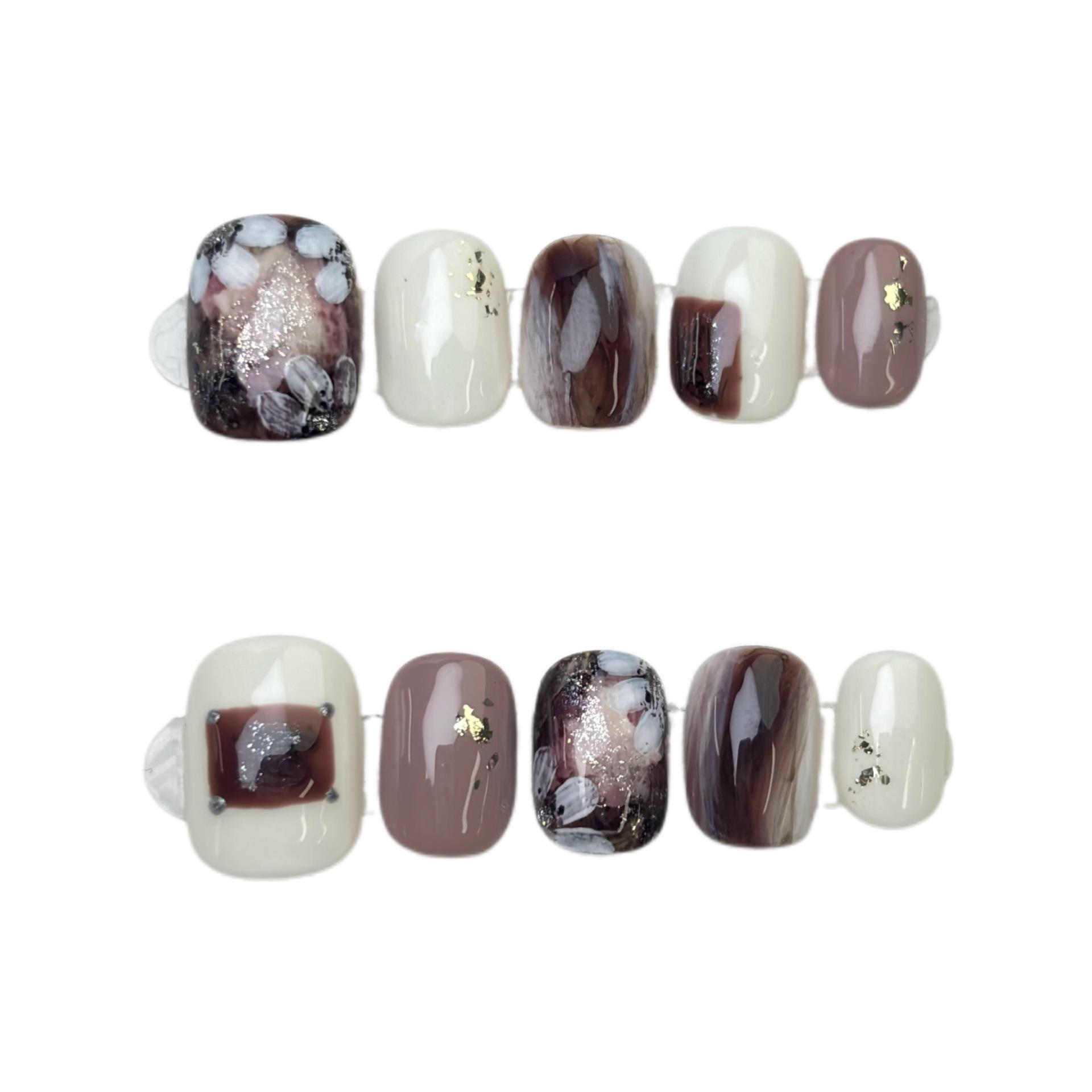 

Коллекция роскошного маникюра ручной работы Wilderness Осень/Зима с эффектом мазка дегтя Extra Small