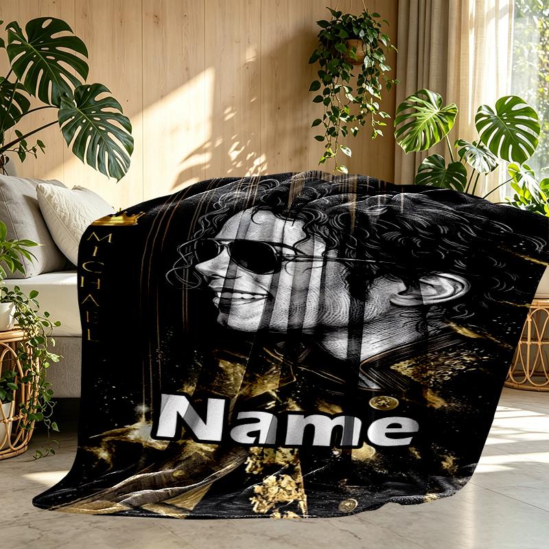 Custom Name Personalized Michael Jackson Print Blanket, Home Decor, Bedroom, Sofa, Camping, Couch, Gifts for Birthday Christmas